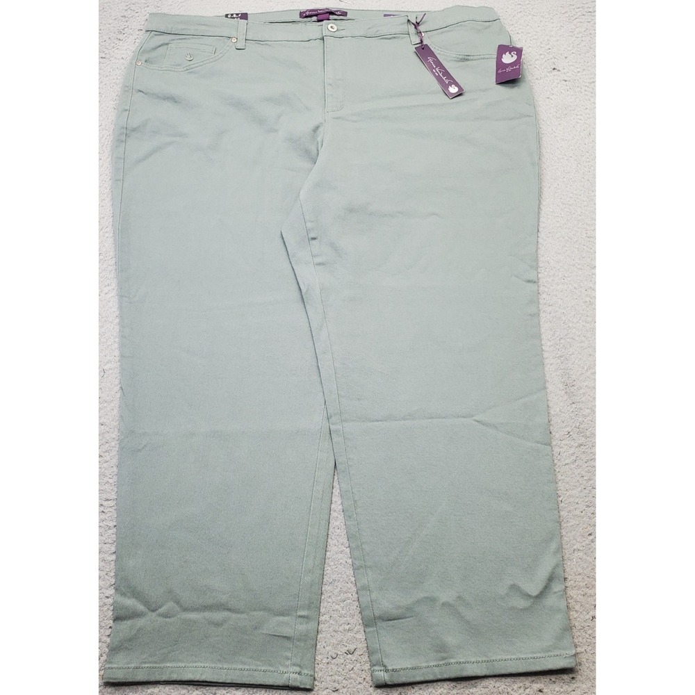 Gloria Vanderbilt Amanda Straight Jeans Women 24W Green Denim Stretch Streetwear